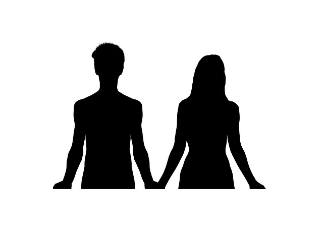 男女の黒いシルエット