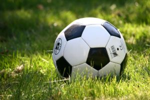 草原でサッカー